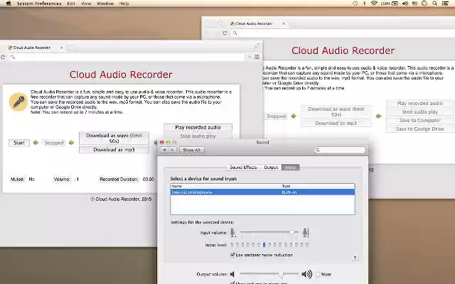Cloud Audio Recorder  from Chrome web store to be run with OffiDocs Chromium online