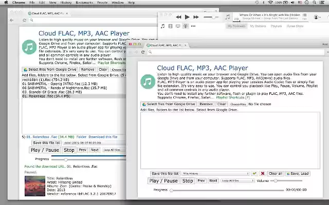 Cloud FLAC, MP3, AAC Player  from Chrome web store to be run with OffiDocs Chromium online