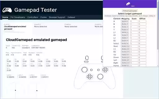 CloudGamepad  from Chrome web store to be run with OffiDocs Chromium online