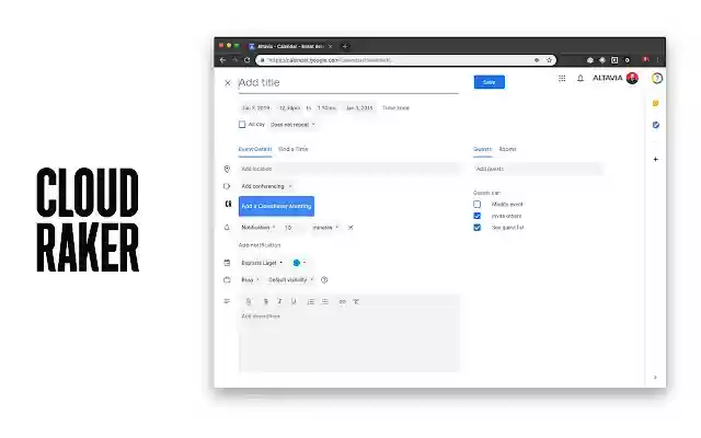 CloudRaker Meetings  from Chrome web store to be run with OffiDocs Chromium online