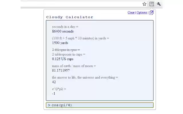 Cloudy Calculator 2  from Chrome web store to be run with OffiDocs Chromium online