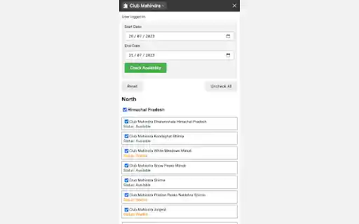Club Mahindra Status Checker  from Chrome web store to be run with OffiDocs Chromium online