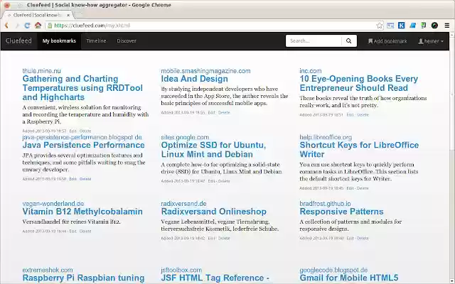Cluefeed  from Chrome web store to be run with OffiDocs Chromium online