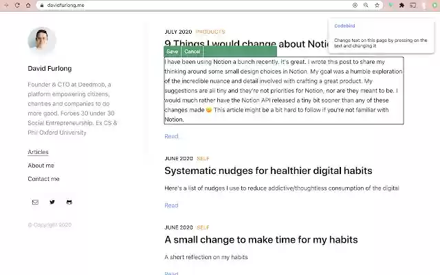 Codebird from Chrome web store to be run with OffiDocs Chromium online Codebird from Chrome web store to be run with OffiDocs Chromium online