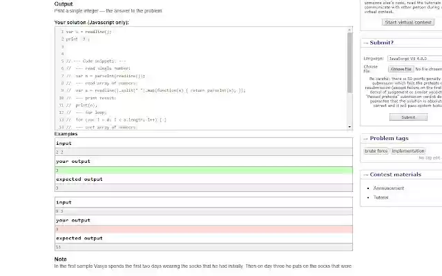 Codeforces Javascript Extension  from Chrome web store to be run with OffiDocs Chromium online