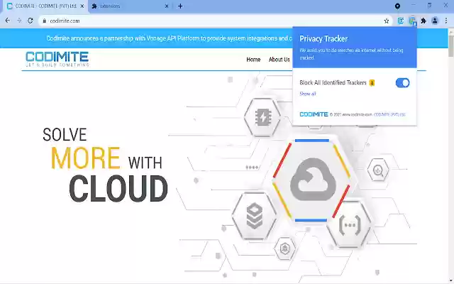 Codimite privacy tracker  from Chrome web store to be run with OffiDocs Chromium online