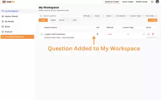 Codolio  from Chrome web store to be run with OffiDocs Chromium online