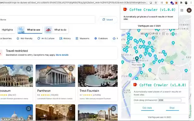 Coffee Crawler  from Chrome web store to be run with OffiDocs Chromium online
