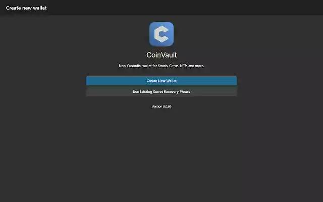 CoinVault  from Chrome web store to be run with OffiDocs Chromium online