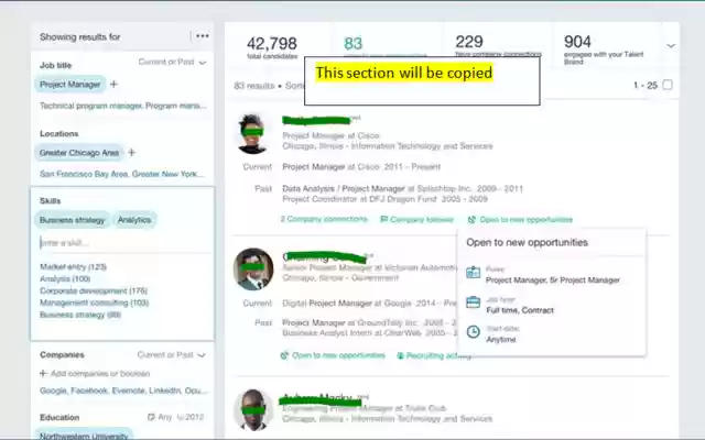 CoLi Copy Linkedin Recruiter search result  from Chrome web store to be run with OffiDocs Chromium online