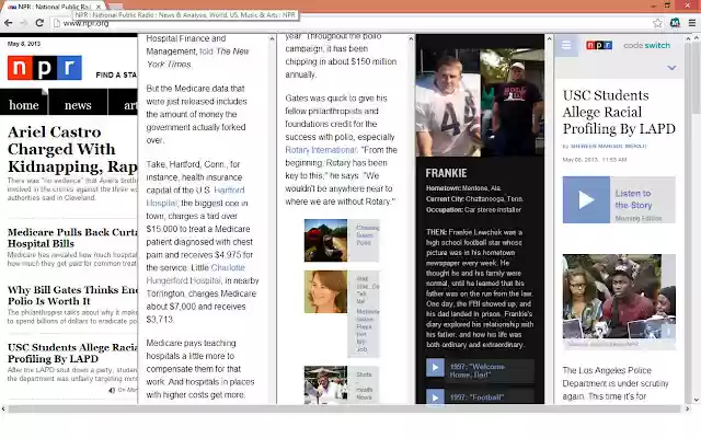 Collumned NPR  from Chrome web store to be run with OffiDocs Chromium online