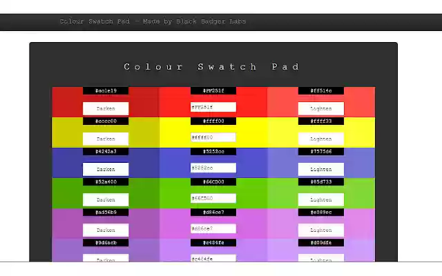 Colour Swatch pad  from Chrome web store to be run with OffiDocs Chromium online