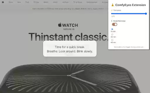 ComfyEyes Extension  from Chrome web store to be run with OffiDocs Chromium online