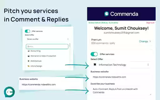 Commennda  from Chrome web store to be run with OffiDocs Chromium online