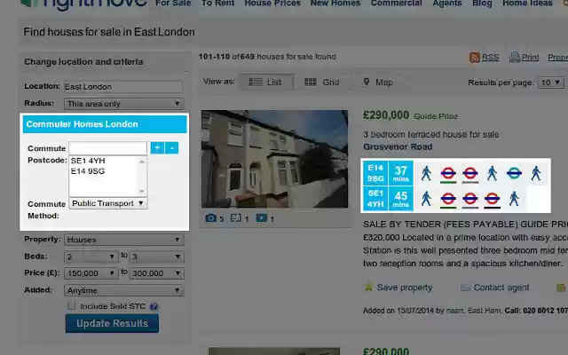 Commuter Homes London  from Chrome web store to be run with OffiDocs Chromium online