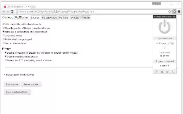 Comodo UAdBlocker  from Chrome web store to be run with OffiDocs Chromium online
