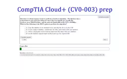 CompTIA Cloud+ (CV0 003) Exam prep plugin  from Chrome web store to be run with OffiDocs Chromium online
