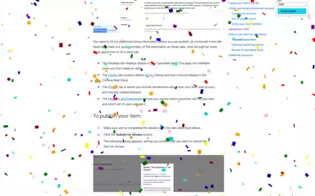 confetti a page  from Chrome web store to be run with OffiDocs Chromium online