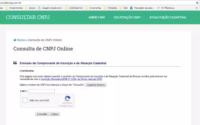 ConsultaCNPJ from Chrome web store to be run with OffiDocs Chromium online ConsultaCNPJ from Chrome web store to be run with OffiDocs Chromium online