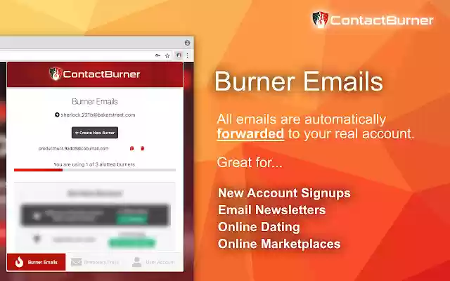 OffiDocs Chromiumオンラインで実行するには、Chrome WebストアからBurner Disposable Email Managerに連絡してください