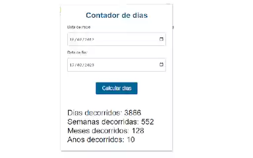 Contador de Dias Decorridos  from Chrome web store to be run with OffiDocs Chromium online