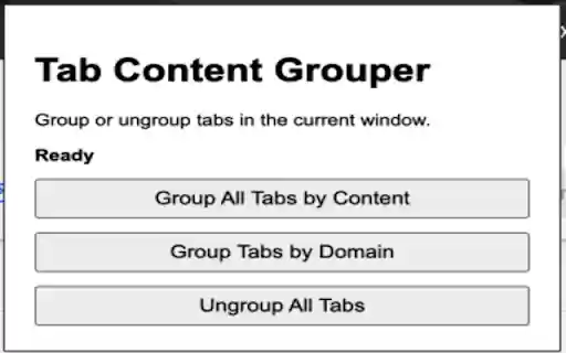 Content Based Tab Grouper  from Chrome web store to be run with OffiDocs Chromium online