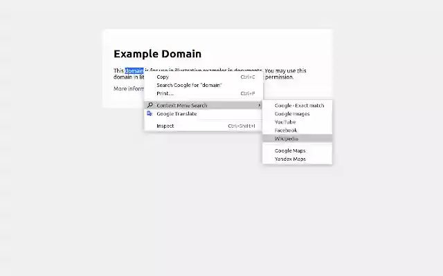 Context Menu Search from Chrome web store to be run with OffiDocs Chromium online Context Menu Search from Chrome web store to be run with OffiDocs Chromium online