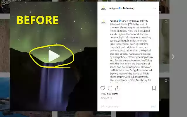 Controls for Instagram Videos  from Chrome web store to be run with OffiDocs Chromium online