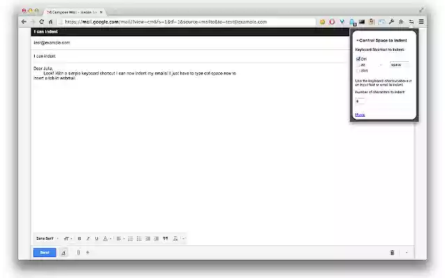 Control Space To Indent  from Chrome web store to be run with OffiDocs Chromium online