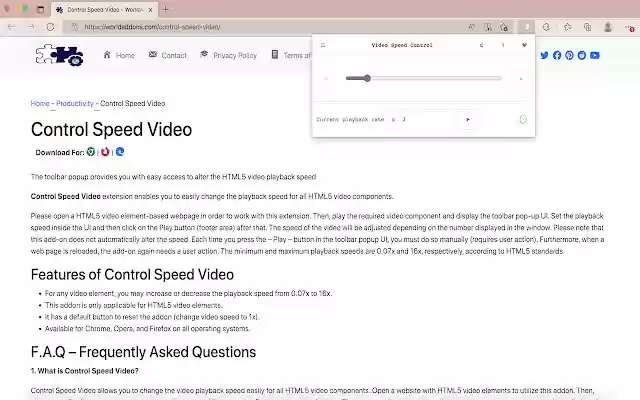 Control Speed Video  from Chrome web store to be run with OffiDocs Chromium online