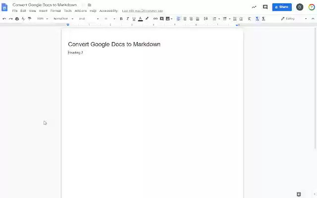 ConvertDocs2Markdown  from Chrome web store to be run with OffiDocs Chromium online