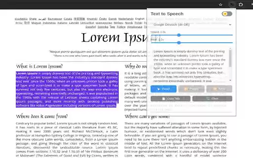 Convert Highlighted Text to Speech  from Chrome web store to be run with OffiDocs Chromium online