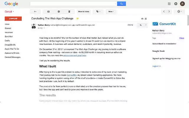 برنامه افزودنی ConvertKit Gmail از فروشگاه وب کروم برای اجرای آنلاین با OffiDocs Chromium
