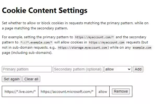 Cookie Content Settings  from Chrome web store to be run with OffiDocs Chromium online Cookie Content Settings  from Chrome web store to be run with OffiDocs Chromium online
