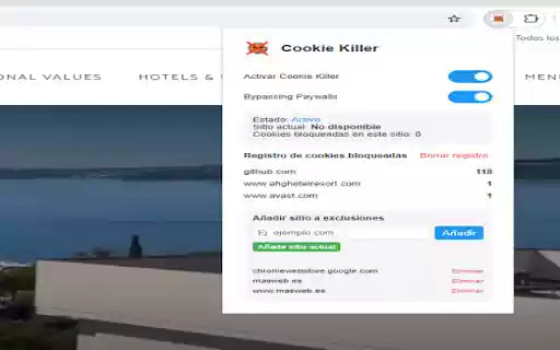 Cookie Killer  from Chrome web store to be run with OffiDocs Chromium online
