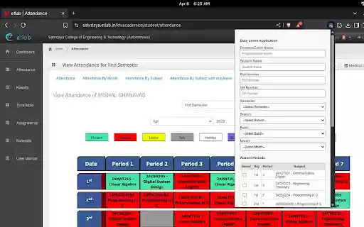 Cook my DutyLeave  from Chrome web store to be run with OffiDocs Chromium online
