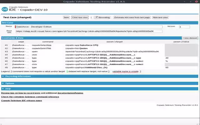 Copado Selenium Recorder from Chrome web store to be run with OffiDocs Chromium online Copado Selenium Recorder from Chrome web store to be run with OffiDocs Chromium online