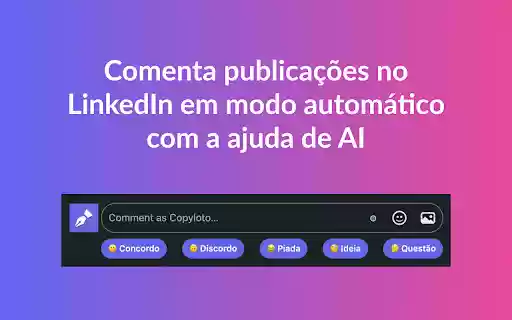 Copyloto para o LinkedIn™ from Chrome web store to be run with OffiDocs Chromium online Copyloto para o LinkedIn™ from Chrome web store to be run with OffiDocs Chromium online