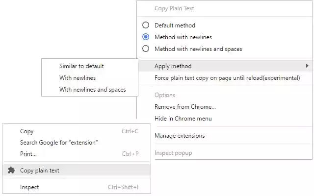 Copy Plain Text  from Chrome web store to be run with OffiDocs Chromium online