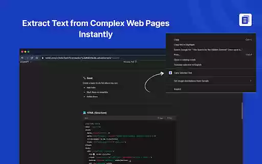 Copy Selected Text  from Chrome web store to be run with OffiDocs Chromium online