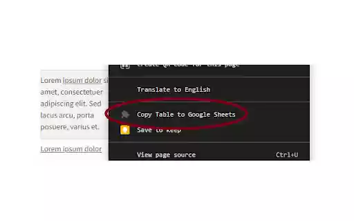 Copy Table to Google Sheets  from Chrome web store to be run with OffiDocs Chromium online