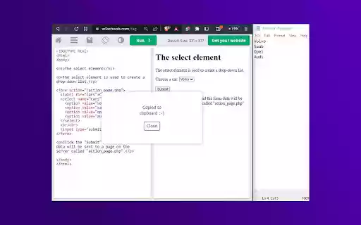 Copie o texto da extensão HTML da loja virtual do Chrome para ser executado com o OffiDocs Chromium online
