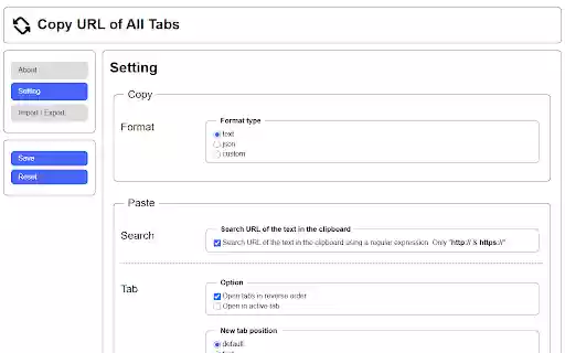 Copy URL of All Tabs  from Chrome web store to be run with OffiDocs Chromium online