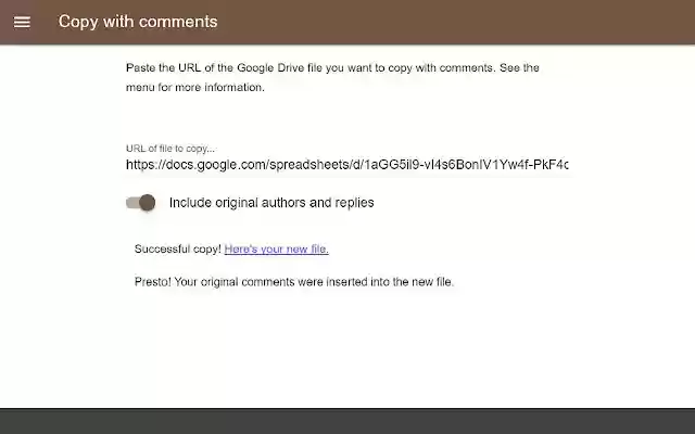 Copy with comments  from Chrome web store to be run with OffiDocs Chromium online