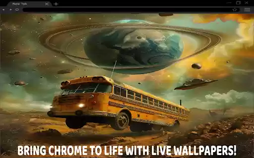 Cosmic School Bus Returns to the World Live Wallpaper  from Chrome web store to be run with OffiDocs Chromium online