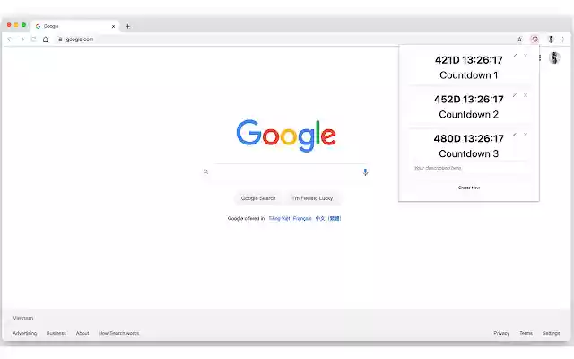 countdown  from Chrome web store to be run with OffiDocs Chromium online