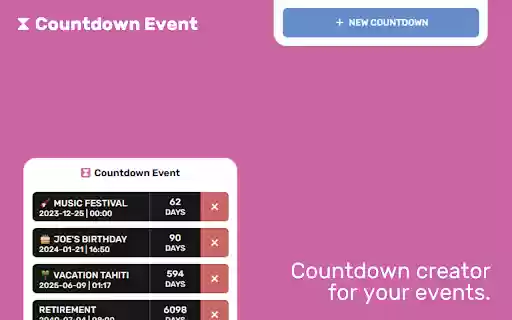 Countdown Event  from Chrome web store to be run with OffiDocs Chromium online