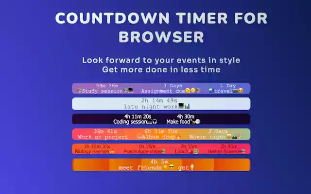 Countdown for browser  from Chrome web store to be run with OffiDocs Chromium online