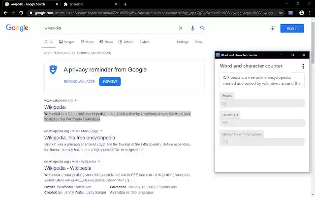Count Words  from Chrome web store to be run with OffiDocs Chromium online