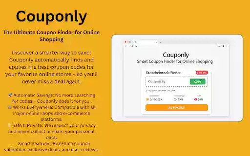 Couponly  from Chrome web store to be run with OffiDocs Chromium online